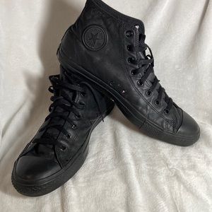 black leather converse
